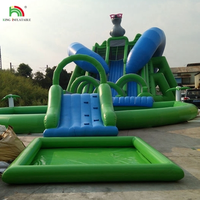 Gran tobogán de agua inflable con arco iris doble carril tobogán de agua con piscina para adultos