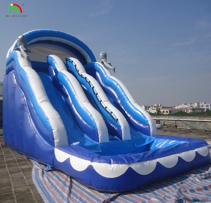 Gran tobogán de agua inflable con arco iris doble carril tobogán de agua con piscina para adultos