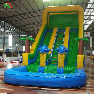Gran tobogán de agua inflable con arco iris doble carril tobogán de agua con piscina para adultos