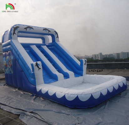 Gran tobogán de agua inflable con arco iris doble carril tobogán de agua con piscina para adultos