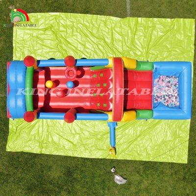 Niños Fiesta al aire libre Inflable Casa de rebote de obstáculos con toboganes, agujero de bolas, escalada, obstáculos, soplador