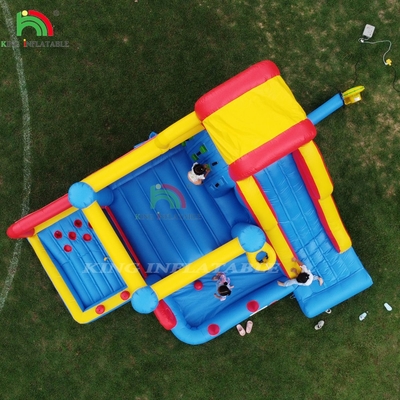 Curso de obstáculos inflables Casa de rebote Castillo con toboganes Área de rebote y obstáculos Escalada con soplador