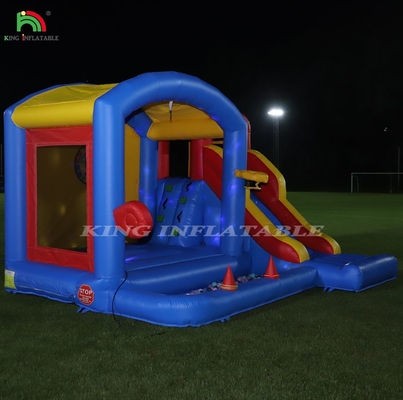 Para niños, castillo de salto inflable con soplador, castillo de salto con tobogán, escalada, obstáculos, trampolín, piscina de bolas.