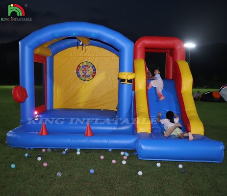 Para niños, castillo de salto inflable con soplador, castillo de salto con tobogán, escalada, obstáculos, trampolín, piscina de bolas.