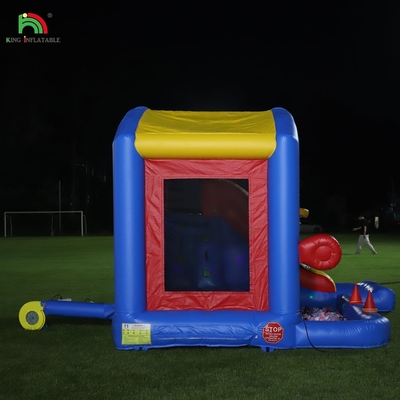 Para niños, castillo de salto inflable con soplador, castillo de salto con tobogán, escalada, obstáculos, trampolín, piscina de bolas.