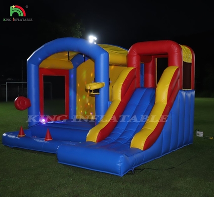 Para niños, castillo de salto inflable con soplador, castillo de salto con tobogán, escalada, obstáculos, trampolín, piscina de bolas.
