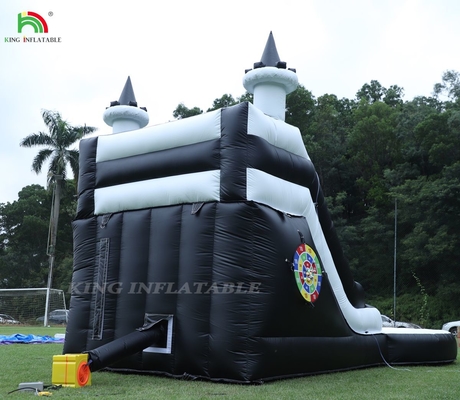 Deslizamiento de agua inflables comerciales en blanco y negro con deslizamientos de agua de piscina inflables