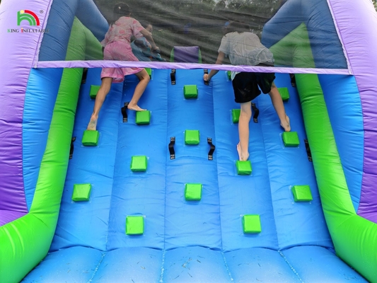 Combo de toboganes de agua inflable de doble carril con obstáculo de piscina para escalar toboganes inflables de piscina