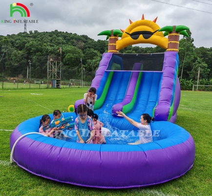 Combo de toboganes de agua inflable de doble carril con obstáculo de piscina para escalar toboganes inflables de piscina