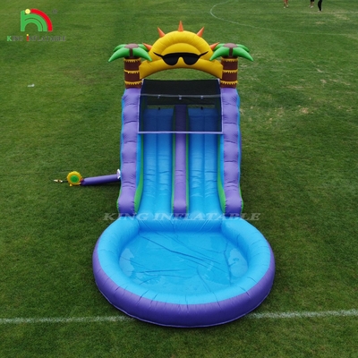 Combo de toboganes de agua inflable de doble carril con obstáculo de piscina para escalar toboganes inflables de piscina