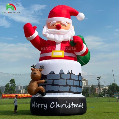 20 pies 26 pies 33 pies Papá Noel inflable en chimenea con renos Decoración de Navidad al aire libre