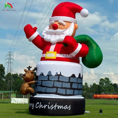 20 pies 26 pies 33 pies Papá Noel inflable en chimenea con renos Decoración de Navidad al aire libre