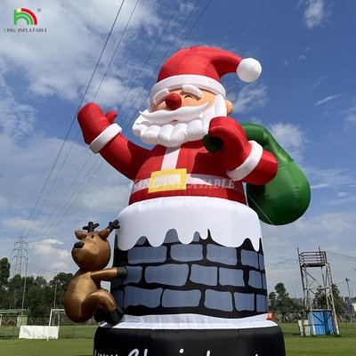 20 pies 26 pies 33 pies Papá Noel inflable en chimenea con renos Decoración de Navidad al aire libre