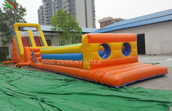 Juegos de Carnaval Inflables de Deportes Personalizados Curso de obstáculos con doble carril de escalada y tobogán