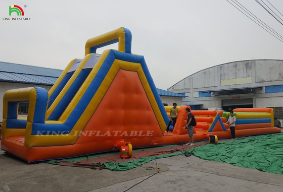 Juegos de Carnaval Inflables de Deportes Personalizados Curso de obstáculos con doble carril de escalada y tobogán