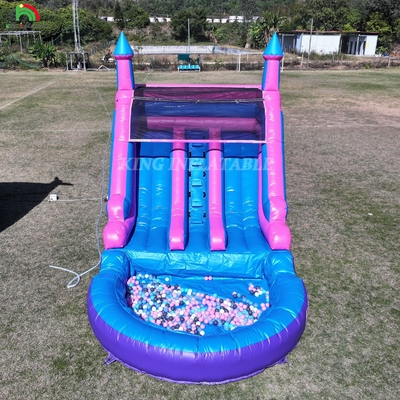 Comerciante 100% PVC doble carril tobogán de agua inflable exterior húmedo seco tobogán de agua grande con piscina de salpicadura