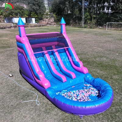 Comerciante 100% PVC doble carril tobogán de agua inflable exterior húmedo seco tobogán de agua grande con piscina de salpicadura