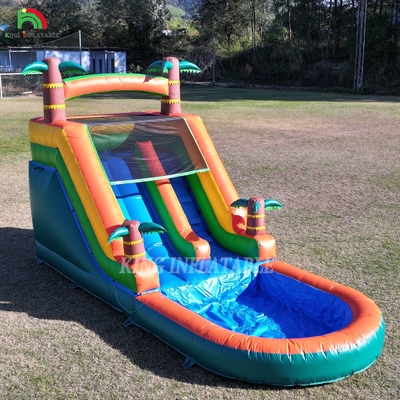 21x9x12FT Casa de rebote de PVC de grado comercial toboganes de agua inflables toboganes tropicales con salpicaduras