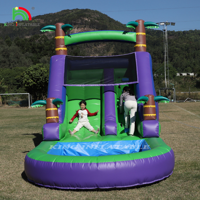 Deslizamiento de agua inflables de PVC comercial patio trasero exterior niños deslizamiento de agua con piscina de salpicadura de agua más grande y soplador de 1100W