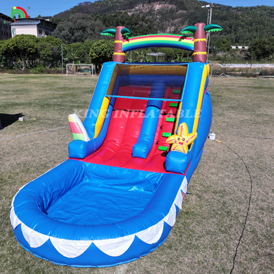 Deslizamiento de agua comercial de PVC Deslizamiento de agua inflable para niños Deslizamiento inflable con piscina Deslizamiento seco húmedo Adulto