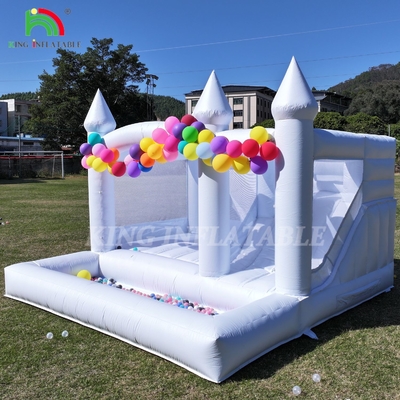 13x13x10 pies Casa comercial de salto blanco Gran salto castillo inflable para niños adultos con tobogán y hoyo de pelota