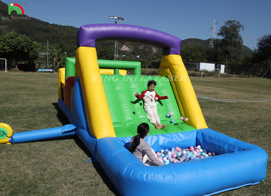 Curso de obstáculos combo de salpicador inflable Casa del castillo de salto con toboganes Escalada de obstáculos de la cisterna