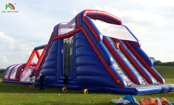 Tarpaulin de PVC 5k Curso de obstáculos inflables Combo Gran tobogán Interactivo Adultos Obstáculo inflables