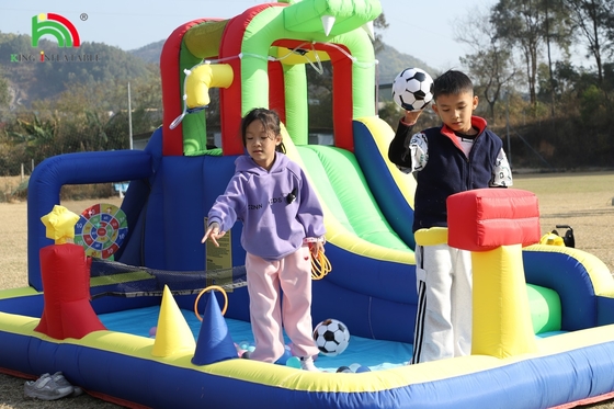 Fiesta de niños húmedo secoInflable Casa de salto de agua deslizamiento de salto Combinación con una piscina de salto más grande