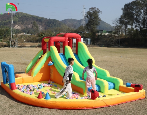 Salpicador Inflable Combo Casa de Salto de Carril Doble tobogán de agua inflable con piscina de agua Trampolín de tiro de red Cesta de escalada