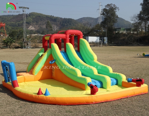 Salpicador Inflable Combo Casa de Salto de Carril Doble tobogán de agua inflable con piscina de agua Trampolín de tiro de red Cesta de escalada
