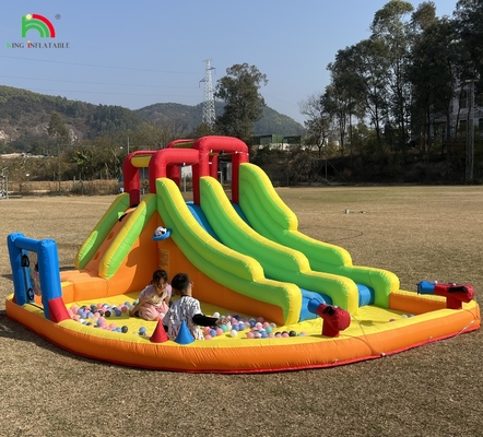 Salpicador Inflable Combo Casa de Salto de Carril Doble tobogán de agua inflable con piscina de agua Trampolín de tiro de red Cesta de escalada