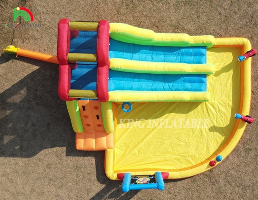 Salpicador Inflable Combo Casa de Salto de Carril Doble tobogán de agua inflable con piscina de agua Trampolín de tiro de red Cesta de escalada