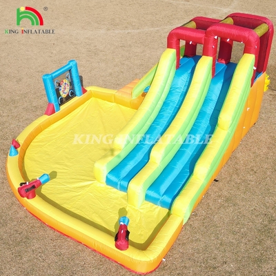 Salpicador Inflable Combo Casa de Salto de Carril Doble tobogán de agua inflable con piscina de agua Trampolín de tiro de red Cesta de escalada
