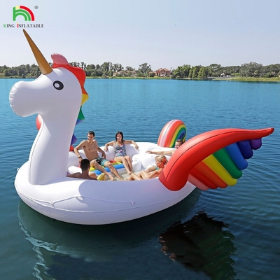 6 Personas Inflables Unicornio Montaña de agua del mar lago piscina flotante Juguete de agua gigante Unicornio Inflables Cama flotante para la fiesta de agua