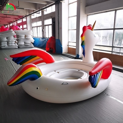 6 personas Inflables Pavo de agua montaña mar lago piscina flotante agua juguete gigante unicornio flamenco cama flotante inflable para la fiesta de agua