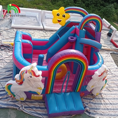 Curso de obstáculos combo de salpicador inflable Casa del castillo de salto con toboganes Escalada de obstáculos de la cisterna