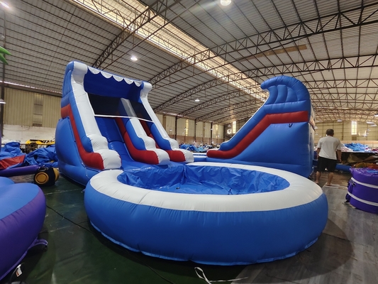 Deslizamiento de agua comercial inflables juegos al aire libre para niños húmedo seco deslizamiento de agua inflables con piscina de salpicadura de agua