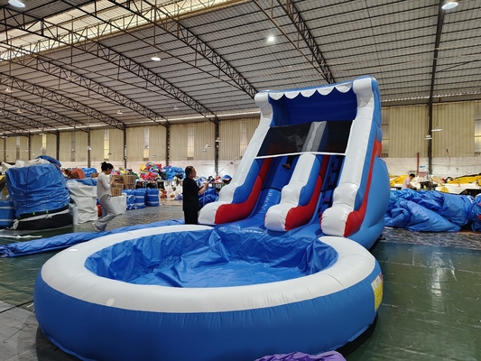 Deslizamiento de agua comercial inflables juegos al aire libre para niños húmedo seco deslizamiento de agua inflables con piscina de salpicadura de agua