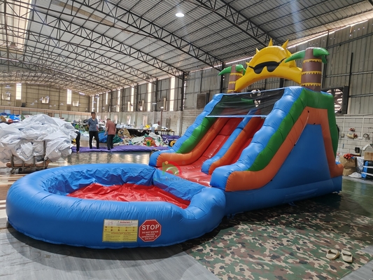 Adultos Niños tobogán de agua de grado comercial de PVC completo de doble carril tobogán de agua inflable con piscina de agua hermética