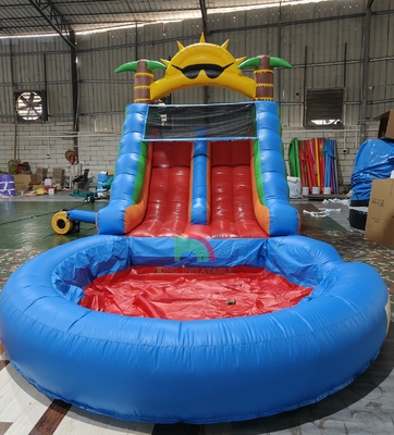 Adultos Niños tobogán de agua de grado comercial de PVC completo de doble carril tobogán de agua inflable con piscina de agua hermética