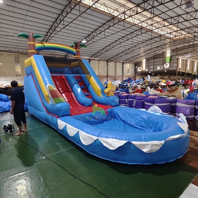 Commercial de calidad PVC inflables de agua de tobogán combinado con piscina