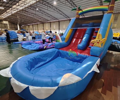 Commercial de calidad PVC inflables de agua de tobogán combinado con piscina
