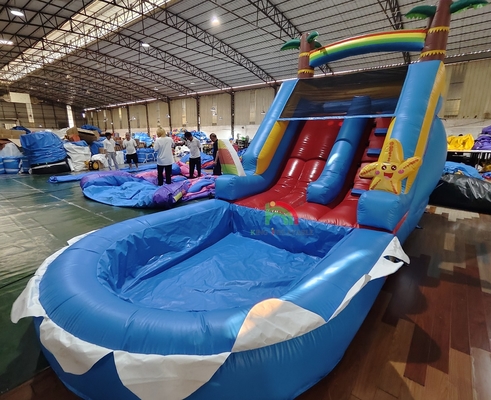 Commercial de calidad PVC inflables de agua de tobogán combinado con piscina