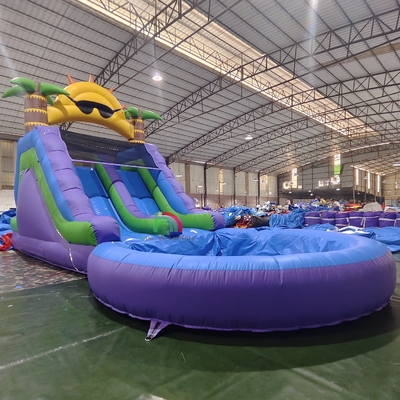 Deslizamiento de agua comercial de grado de PVC completo de doble carril deslizamiento de agua inflable con piscina de agua hermética