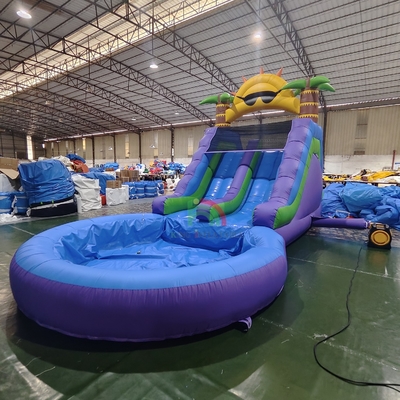 Deslizamiento de agua comercial de grado de PVC completo de doble carril deslizamiento de agua inflable con piscina de agua hermética