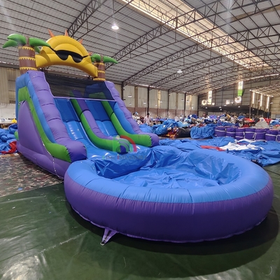 Deslizamiento de agua comercial de grado de PVC completo de doble carril deslizamiento de agua inflable con piscina de agua hermética