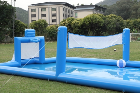 Juego deportivo inflables de PVC azul inflables de agua voleibol Red Campo de fútbol Campo de arena Corte de fútbol inflables Campo