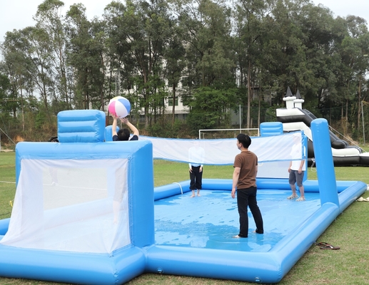 Juego deportivo inflables de PVC azul inflables de agua voleibol Red Campo de fútbol Campo de arena Corte de fútbol inflables Campo