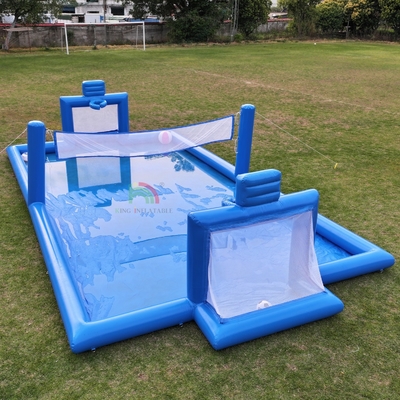Juego deportivo inflables de PVC azul inflables de agua voleibol Red Campo de fútbol Campo de arena Corte de fútbol inflables Campo