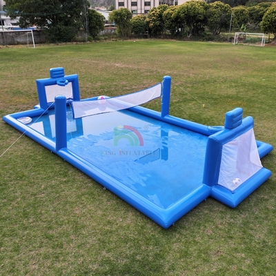 Juego deportivo inflables de PVC azul inflables de agua voleibol Red Campo de fútbol Campo de arena Corte de fútbol inflables Campo